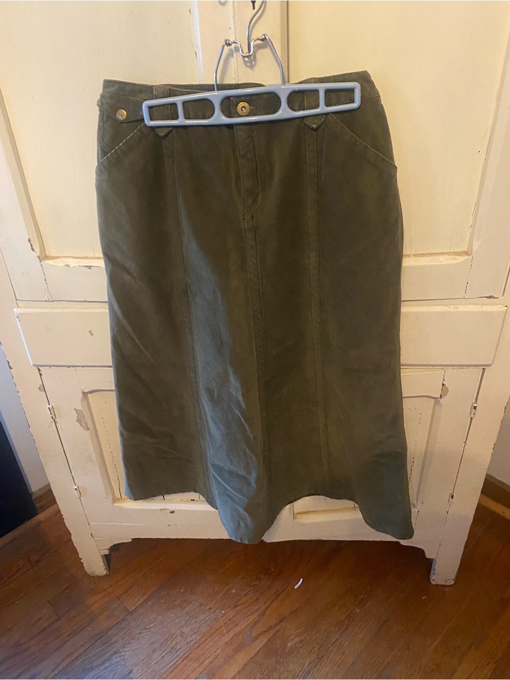 Eddie Bauer Olive Green Midi A-Line Skirt